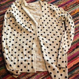 White and black polka dot cardigan